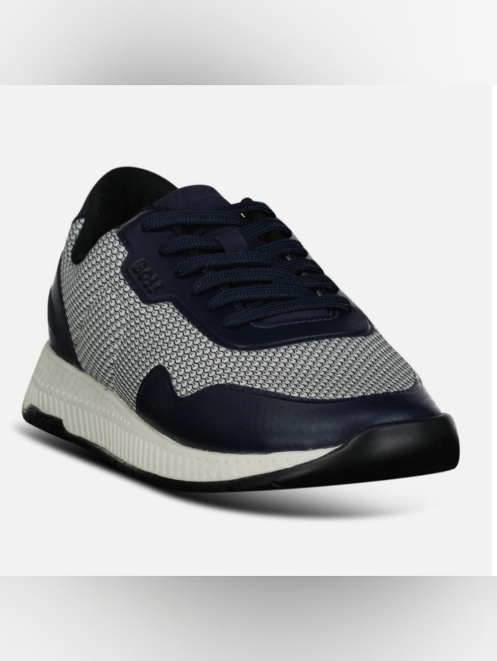 Hugo Boss Navy and Light Gray Mesh Lace-Up Sneaker